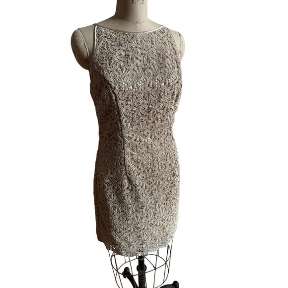 Jessica McClintock Size 8 Women's Gold Lace‎ Dress EUC - Picture 3 of 7